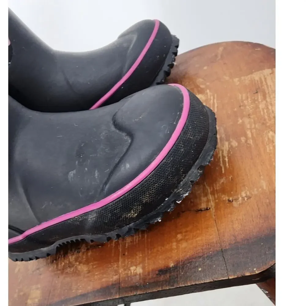 Girls Bogs Waterproof Floral Black Boots Size 10‎